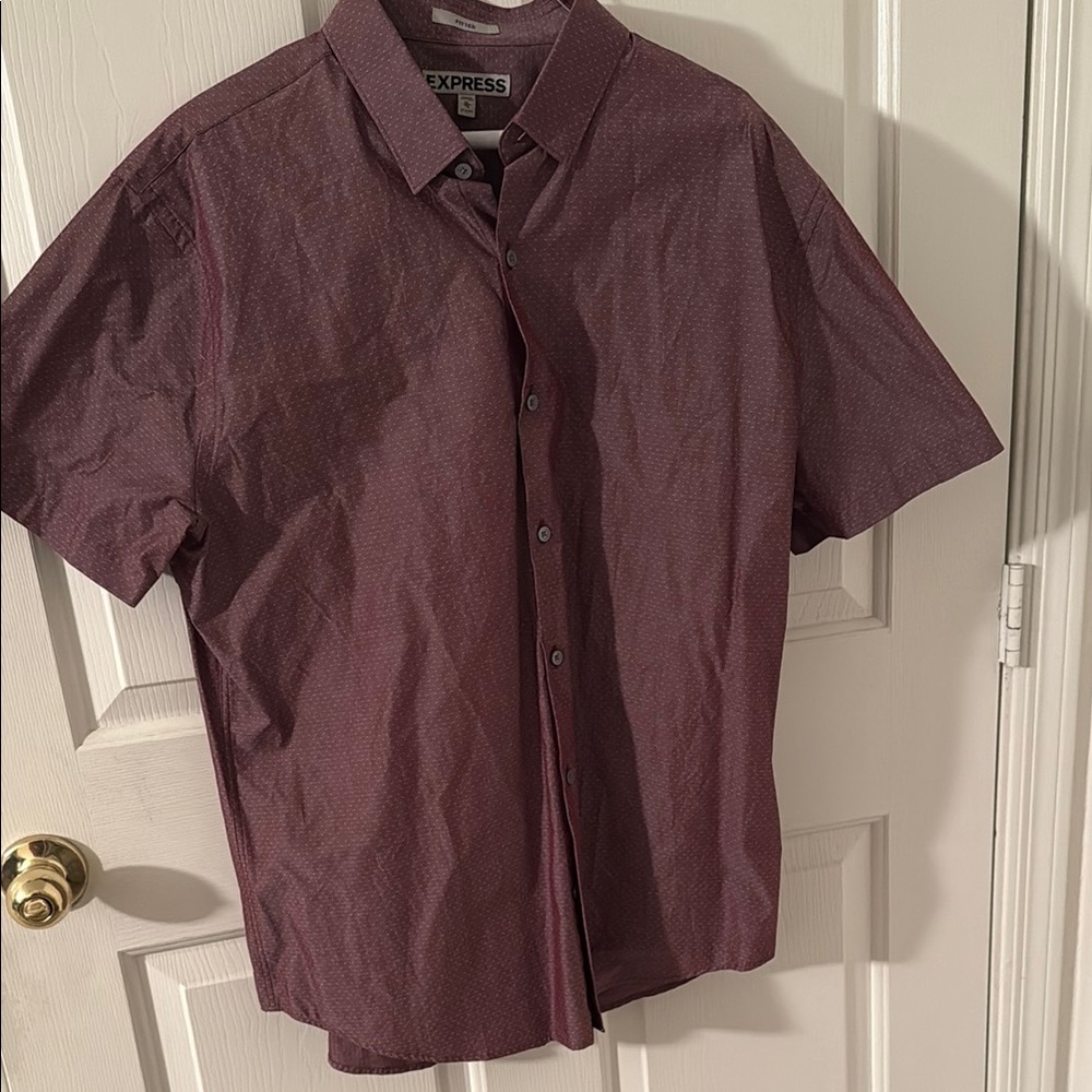 Express Red Dress Shirt Short Sleeves